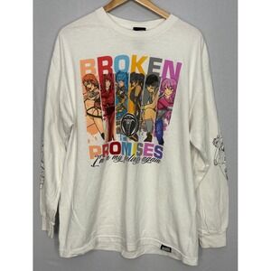 Broken Promises I'm In My Feelings Again Anime T-Shirt Mens White Graphic XL
